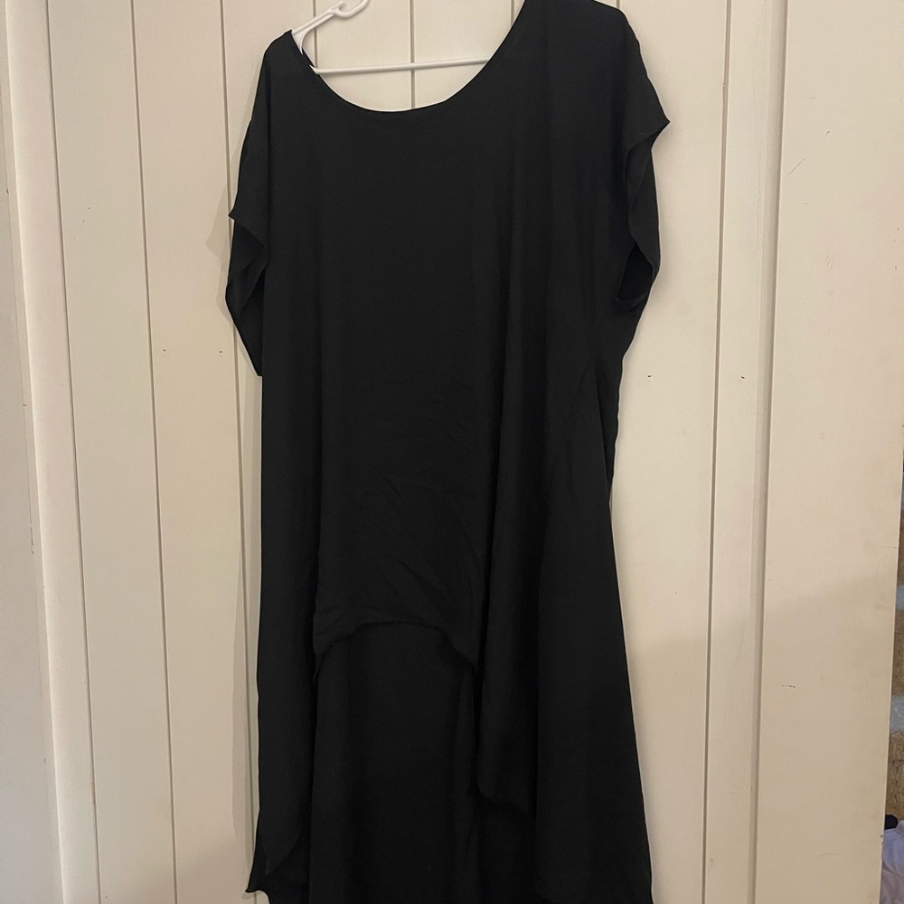Cha Cha Vente Black Asymmetrical Dress Casual Short Sleeve